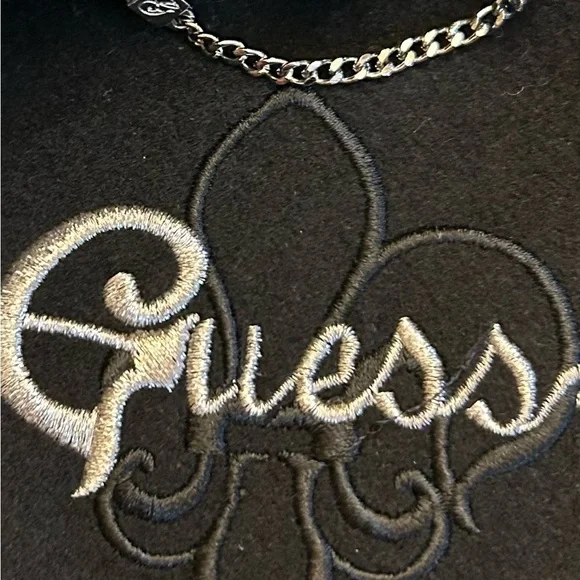 Guess Pea Coat Black Pleated Large Collar Size Large - Picture 7 of 8